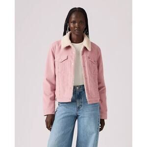 TGLA Sherpa Corduroy Trucker Lined Shirt Jacket Size Medium Soft Pink Winter